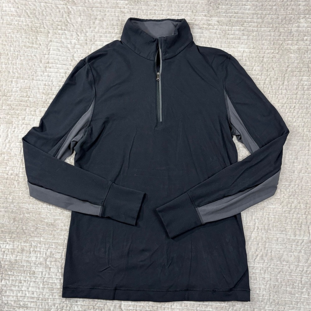 Lululemon Mens Quarter Zip Pullover Black Grey Mock Neck Running Top Large